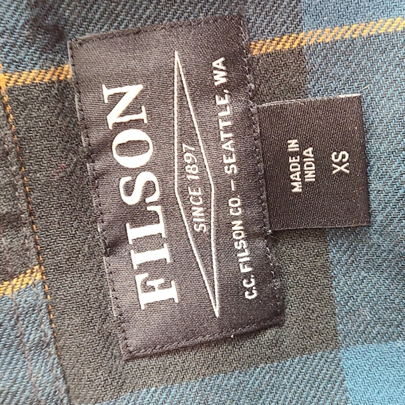 Women's Filson Scout Guide Plaid Shirt Teal Black Gold - Picture 11 of 11